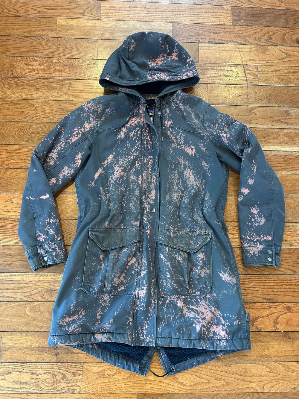Patagonia Worn Wear Organic Cotton Hooded Jacket Fleece Lined Tie Dye Medium